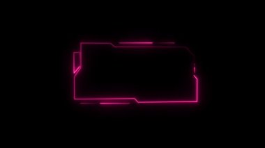 Alfabe harfinin çerçevesinde parlayan neon ışığı. Karanlık arkaplanda izole edilmiş vektör illüstrasyonu.