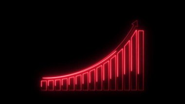 Parlayan kırmızı neon ok. 3d illüstrasyon.