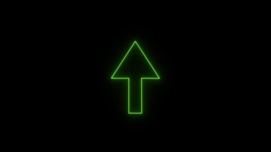 Yeşil arkaplanda neon ok simgesi. vektör illüstrasyonu.