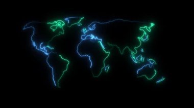 Parlak çizgileri olan dünyanın parlayan haritası