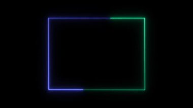 Siyah fonda neon kare çerçeve. 3d oluşturma