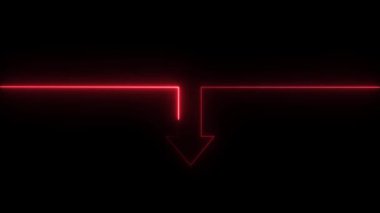 Kırmızı neon oklu koyu arkaplan. 3d illüstrasyon.