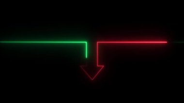 Siyah arkaplanda neon ışıklı ok işareti