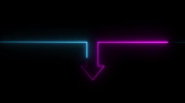 Siyah arkaplanda mor ve beyaz renkli karanlık uzayda parlayan bir ok, 3 boyutlu görüntüleme