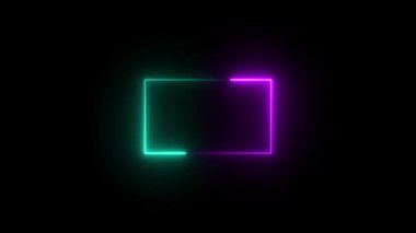 Koyu arkaplanda 3 boyutlu neon ışıklı çizgiler.