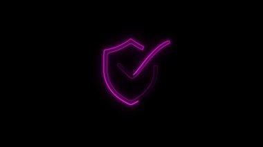 Siyah arkaplanda parlayan neon çizgi işaretleme simgesi. Renkli taslak konsepti. vektör illüstrasyonu