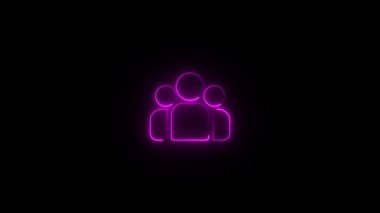 Elleri kalp şeklinde bir ikon olan aile. Neon sembolü. İnsan ve çocuk. vektör illüstrasyonu