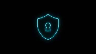 Neon arkaplanda kalkan simgesi.