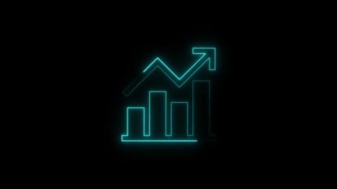 Oklu iş çizelgesi. Neon tarzı. Karanlık arka planda vektör çizimi. iş büyümesi.