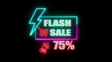 Satış işareti. Neon ışığı. Satış afişi. İndirim.