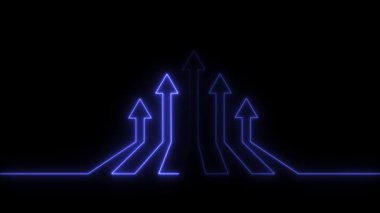 Bir yıldız şeklinde neon bir ok. 3d oluşturma.