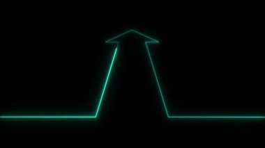 Parlayan neon ok simgesi siyah arkaplanda izole edildi. Navigasyon ok başı sembolü. Navigasyon işaretçisi işareti. vektör