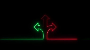 Yeşil neon çizgileri olan ok işareti.