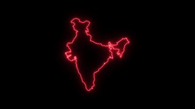 Kara Arkaplan Üzerinde Hindistan Haritası