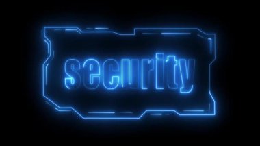 Siyah arkaplan üzerine güvenlik metni. 3d illüstrasyon