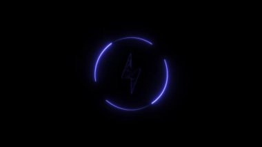 Koyu arkaplanda mavi parlak neon sembolü.