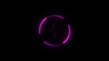 Siyah arka planda yıldırım olan neon sembolü. 3d oluşturma