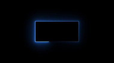 Koyu mavi, parlak dikdörtgen şekilli, siyah arkaplanda parlayan dikdörtgen çerçeveli. 3 boyutlu resimleme.