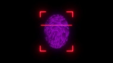 Koyu mavi arka planda parmak izi hologramı. Siber güvenlik kavramı. 3 Boyutlu Hazırlama.