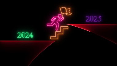 210 Yıl 2 023 Karanlıkta neon okla koşan