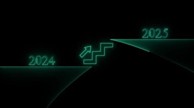 2021 mutlu yıllar neon ok yukarı. vektör illüstrasyonu