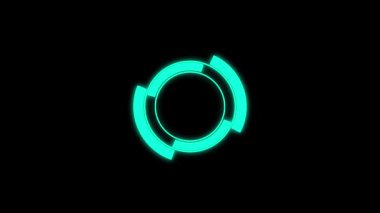 Siyah arkaplanda soyut neon parlayan mavi daire. vektör tasarımı.