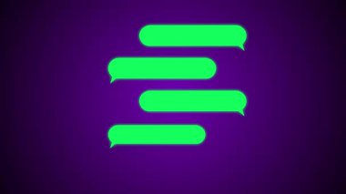 Siyah arkaplanı olan yeşil konuşma balonunun neon simgesi. vektör