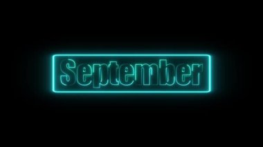 neon sözcük Eylül siyah arkaplan, 3 boyutlu görüntüleme