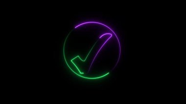 Siyah arkaplanı olan bir dairenin yeşil neon simgesi