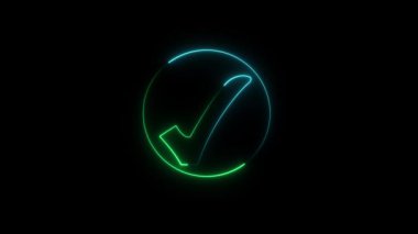 Siyah arkaplanda yeşil bir neon sembolünün 3 boyutlu canlandırması