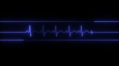 Siyah arkaplandaki mavi parlayan çizgilerin 3 boyutlu canlandırması