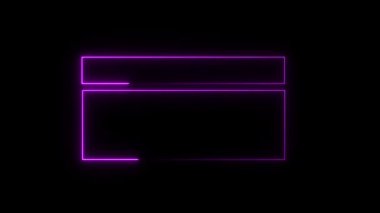 Siyah arkaplanda boş dikdörtgen çerçeve. neon ışığı.