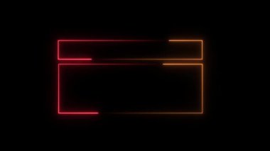 Siyah arkaplanda parlayan neon kare çerçeve. 3d oluşturma