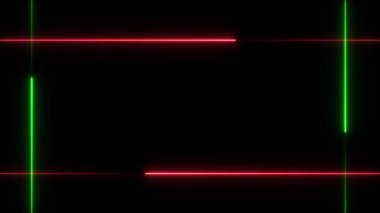 Yeşil renkli neon ışıklı arka plan. parıldayan neon çizgileri.