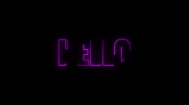 Merhaba, karanlık arka plandaki neon kelime.