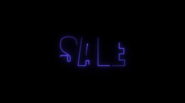 Siyah üzerinde parlayan neon ışıkları olan satış tabelası