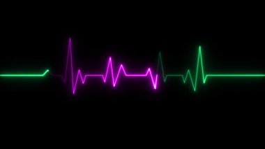 Karanlık bir arka planda parlayan neon bir kalp