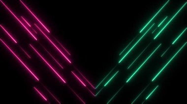 Neon ışıklar arka planda. Parlak çizgiler ve çizgiler, neon çizgiler.