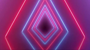 Soyut neon ışıkların 3 boyutlu görüntüsü.