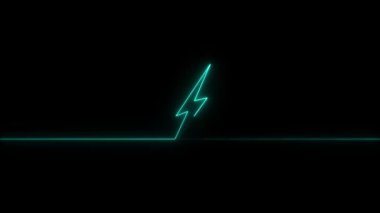 Neon yıldırımı, elektrik neon arkaplan, vektör illüstrasyonu