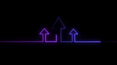 3D oluşturulmuş neon ışıklı ok işareti.