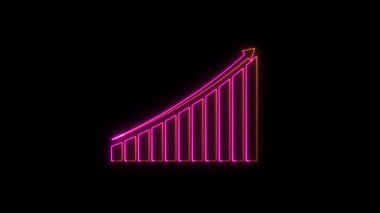 Siyah arkaplanda izole edilmiş bir neon sembolünün 3 boyutlu görüntülenmesi