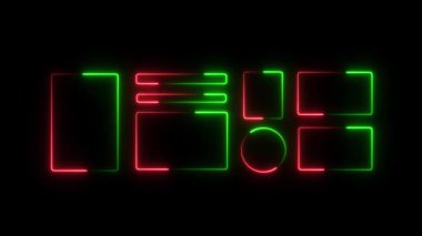 Siyah arkaplanda siyah renkli 3D neon parlak harf