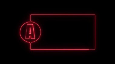 Koyu arkaplan üzerinde neon bir harf olan kırmızı neon bir tabelanın 3 boyutlu görüntülenmesi.