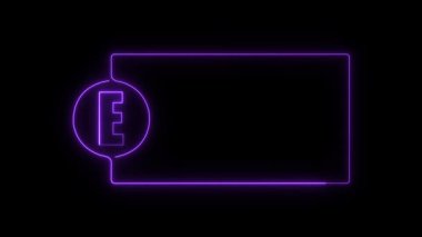 Boş dikdörtgen şeklinde bir tabelanın koyu renk arkaplan içinde neon ışıkları ve çizgileri ile 3 boyutlu görüntülenmesi.