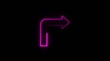 Sol ok işareti. Siyah arkaplanda neon biçimi simgesi