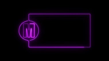 Siyah zemin üzerinde ayna simgesi olan parlak neon çizgi masası. Renkli taslak konsepti. vektör illüstrasyonu