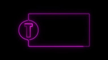 Siyah bir arkaplanda, karanlık bir odada parlayan bir simgenin 3 boyutlu bir neon işareti..