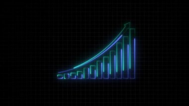 Yeşil neon ışıklı grafiğin grafiği. 3d illüstrasyon