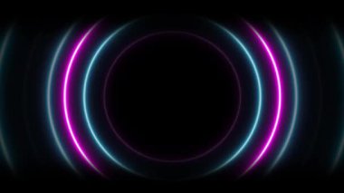 soyut arkaplan, parlayan neon çizgiler ve daire, neon daire, 3 boyutlu resimleme.